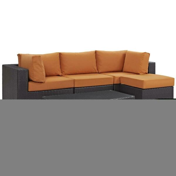 Modway Furniture Convene Outdoor Patio Sectional Set, Espresso Orange, 5Pk EEI-2172-EXP-ORA-SET